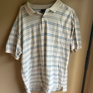 Jos. A. Bank Striped Polo Shirt - Cream and Blue